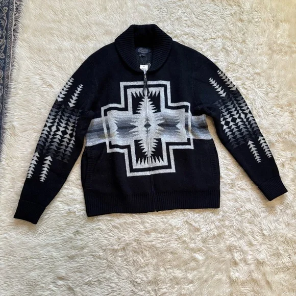 NWT Pendleton Men’s Harding Zip Lambswool Cardigan - Size Medium - Picture 5 of 9